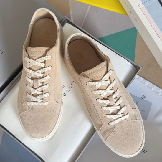 Brunello Cucinelli Premium Leather Casual Walking Sneakers with Comfortable Sole