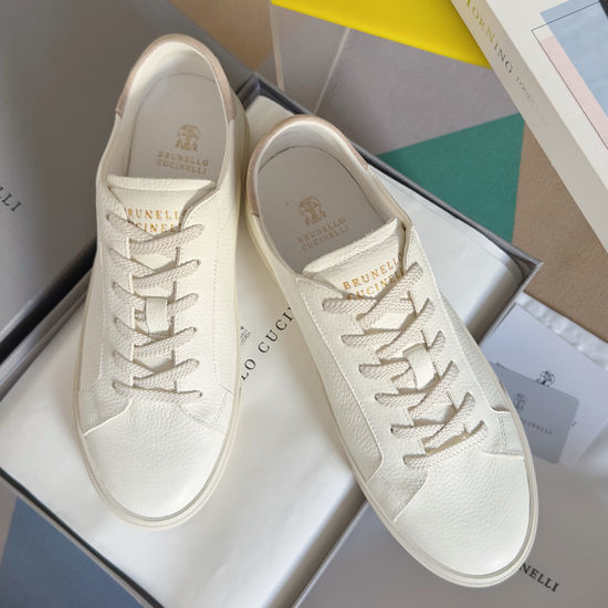 Brunello Cucinelli Premium Leather Casual Walking Sneakers with Comfortable Sole