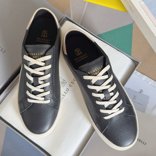 Brunello Cucinelli Premium Leather Casual Walking Sneakers with Comfortable Sole