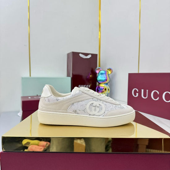 Gucci Premium Embroidered Stitching Leather Casual Sneakers