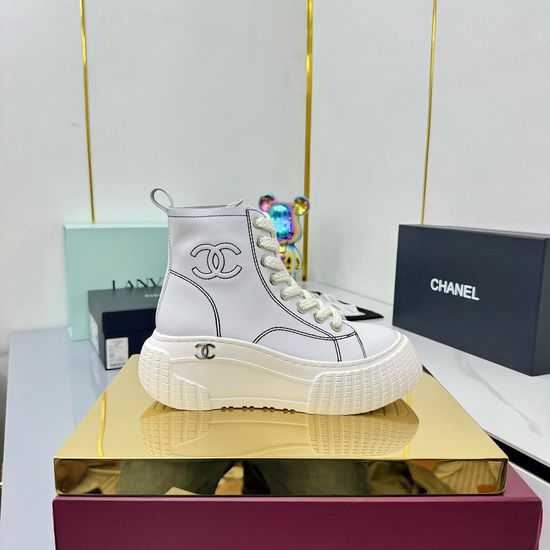 Chanel Classic Premium Leather Short Boots with Hardware Buckle