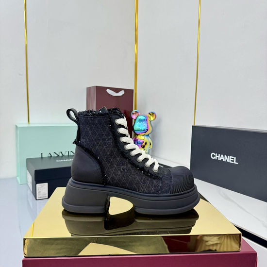 Chanel Classic Premium Leather Short Boots with Hardware Buckle