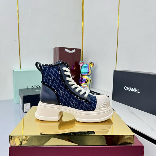 Chanel Classic Premium Leather Short Boots with Hardware Buckle
