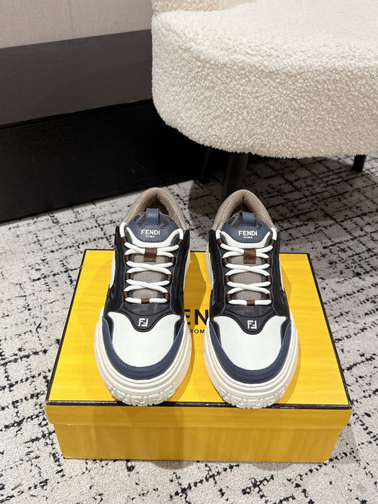 Fendi Leather Mesh Thick Sole Low Top Casual Sneakers