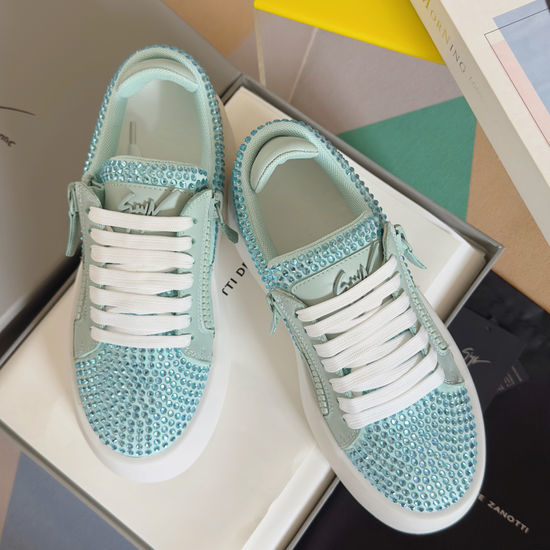 Giuseppe Zanotti Rhinestone Zipper Platform Casual Sneakers Comfortable Sole