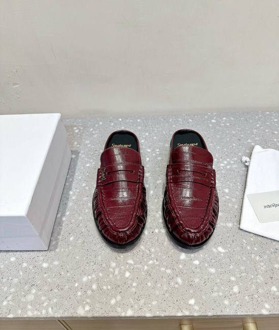 Yves Saint Laurent YSL Genuine Leather Slip On Loafer Mules Business Casual Shoes