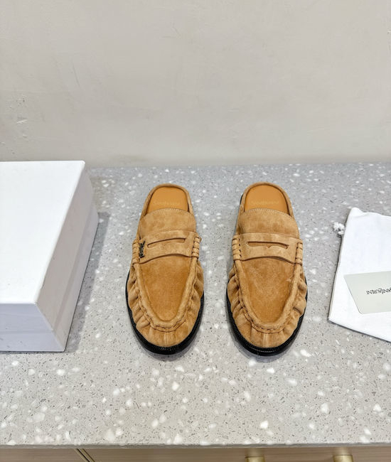 Yves Saint Laurent YSL Genuine Leather Slip On Loafer Mules Business Casual Shoes