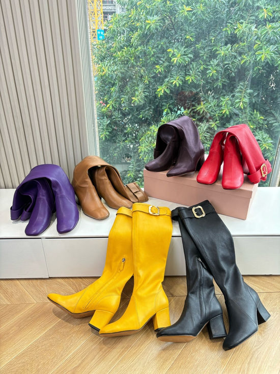 Miu Miu Stretchy Leather Knee High Boots Comfortable