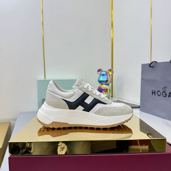 Hogan Color-Block Thick-Soled Sneakers with Striped Design
