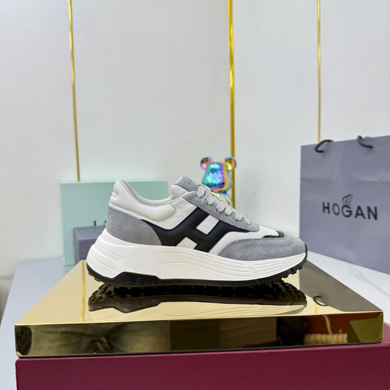 Hogan Color-Block Thick-Soled Sneakers with Striped Design