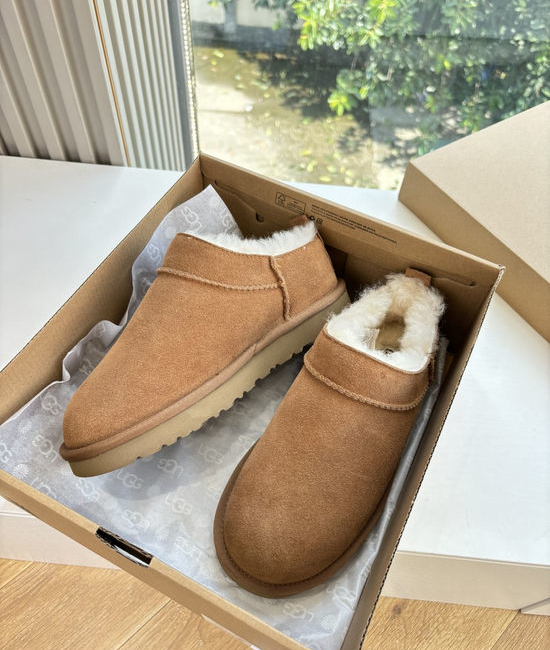 UGG Premium Leather Warm Fleece Lined Comfortable Platform Slippers