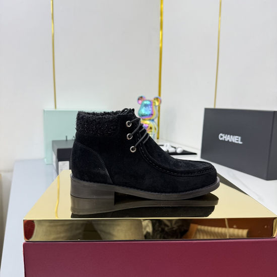 Chanel Color Block Leather Comfortable Short Ankle Boots