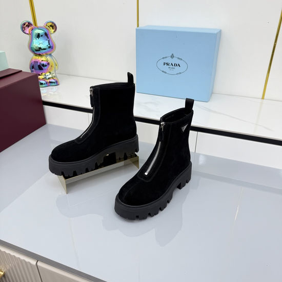 Prada Classic Logo Detail Slip On Comfort Ankle Boots