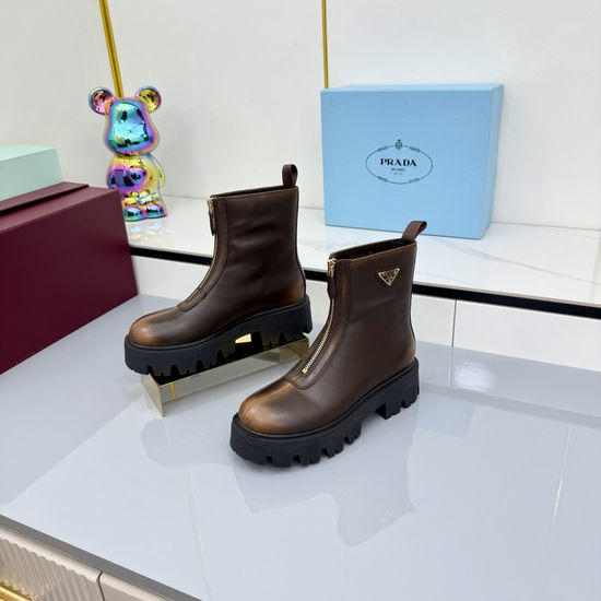 Prada Classic Logo Detail Slip On Comfort Ankle Boots