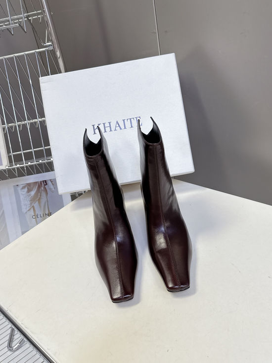Khaite Vintage Pointed Toe Block Heel Fashion Ankle Boots