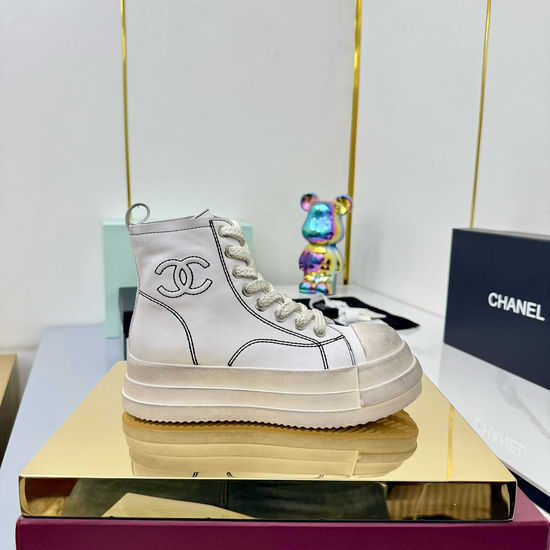 Chanel Classic Premium Leather Short Boots with Hardware Buckle