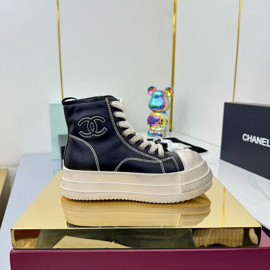 Chanel Classic Premium Leather Short Boots with Hardware Buckle