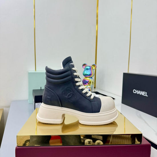 Chanel Classic Premium Leather Short Boots with Hardware Buckle