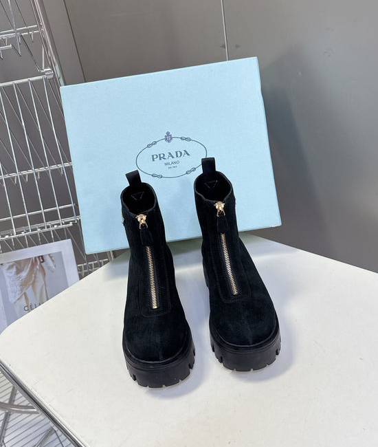 Prada Triangle Logo Slip On Ankle Boots Non Slip Sole