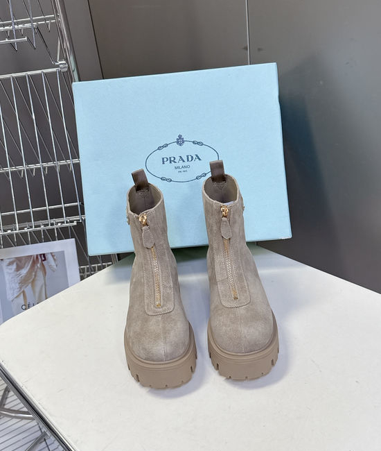 Prada Triangle Logo Slip On Ankle Boots Non Slip Sole