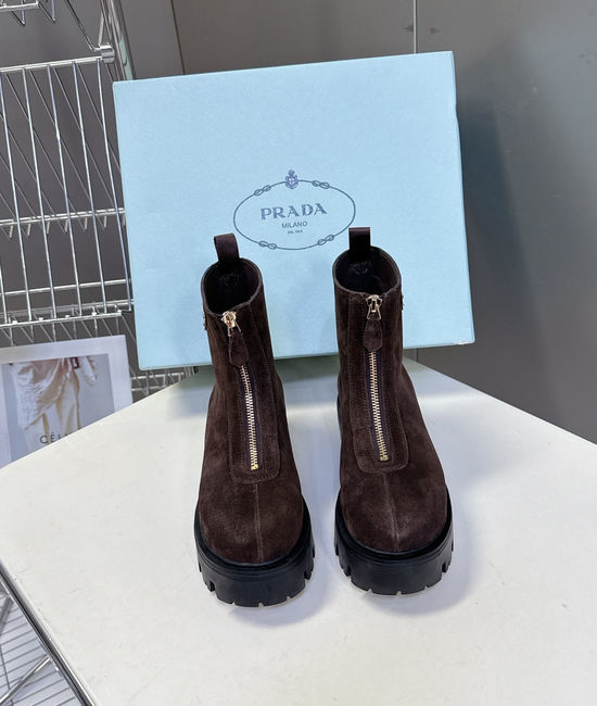 Prada Triangle Logo Slip On Ankle Boots Non Slip Sole