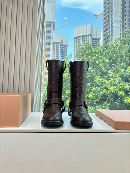 Miu Miu Genuine Leather Chelsea Ankle Boots Classic Daily Footwear