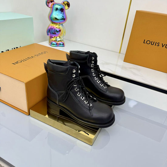 Louis Vuitton Genuine Leather Short Boots Sheep Lining Rubber Sole
