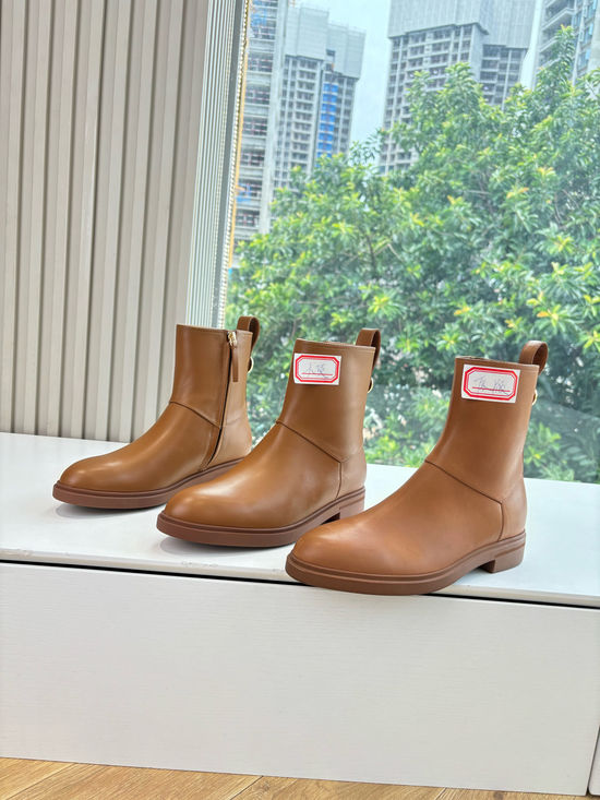 Loro Piana Waxed Leather Side Zip Ankle Boots with Rubber Sole