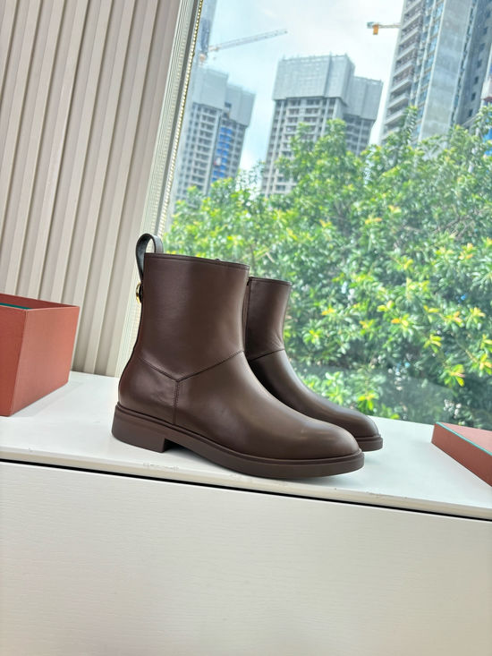 Loro Piana Suede Leather Side Zip Ankle Boots with Non-Slip Sole