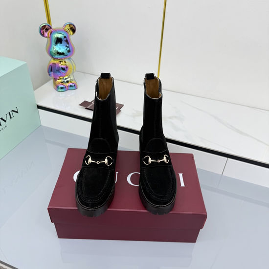 Gucci Lace-up Martin Boots with Genuine Leather Upper