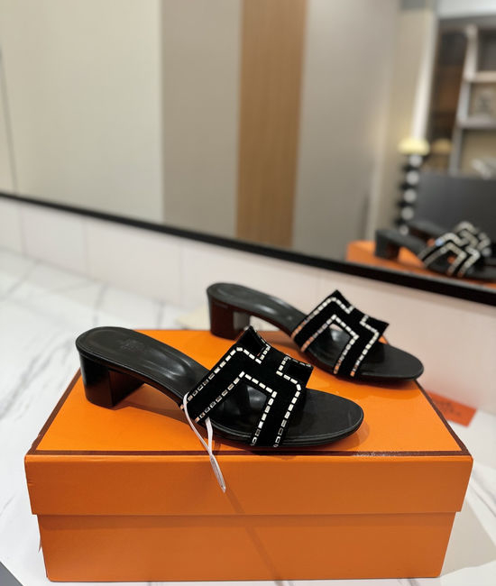 Hermes Classic Rhinestone Suede Leather Comfort Dress Shoes