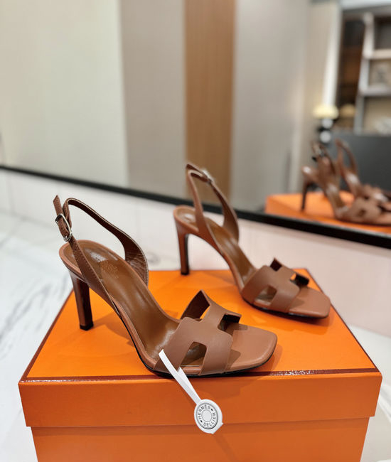 Hermes Classic Smooth Leather High Heel Daily Shoes
