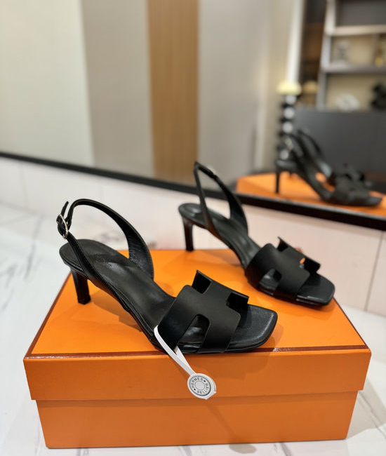 Hermes Classic Smooth Leather Mid Heel Daily Shoes