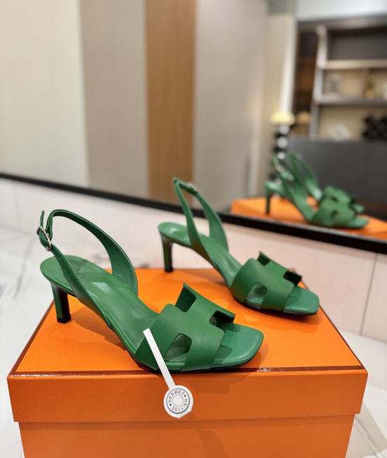Hermes Classic Smooth Leather Mid Heel Daily Shoes