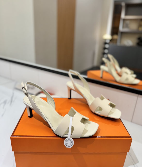 Hermes Classic Smooth Leather Mid Heel Daily Shoes