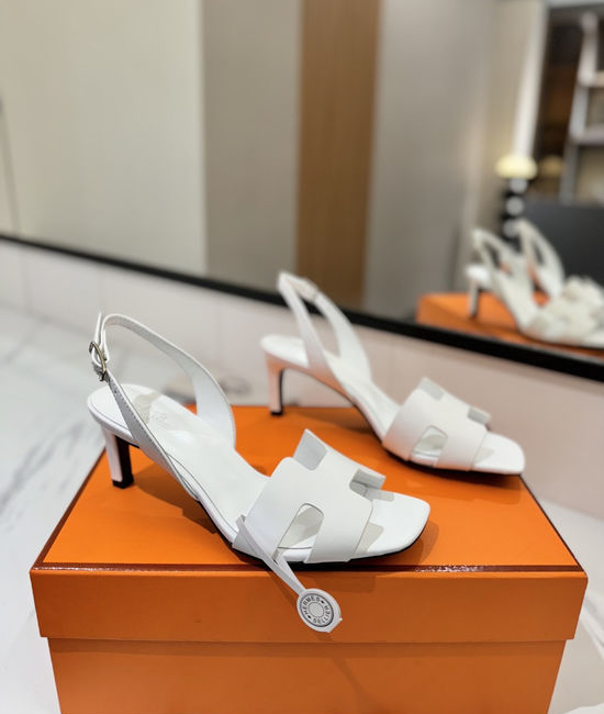 Hermes Classic Smooth Leather Mid Heel Daily Shoes