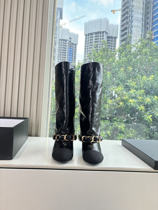 Chanel Classic Embellished Knee High Leather Riding Boots