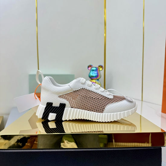 Hermes Suede Canvas Casual Athletic Shoes Comfortable Walking Sneakers