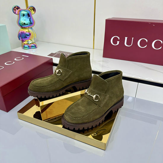 Gucci Lace-up Martin Boots with Genuine Leather Upper