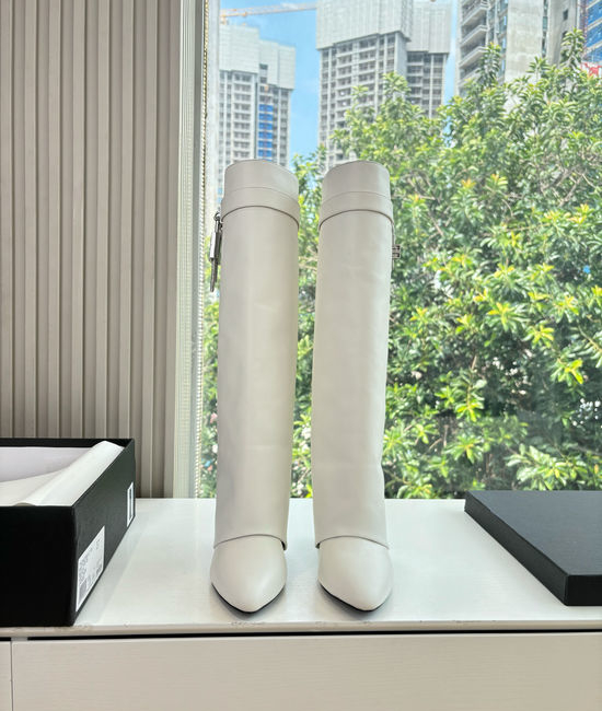 Givenchy Elegant Embroidered Leather High Heel Tall Boots