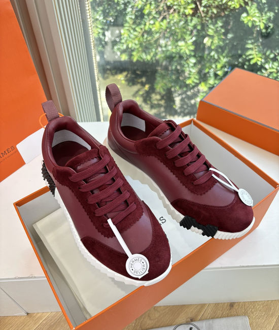 Hermes Premium Leather Comfortable Versatile Casual Sneakers Fashionable