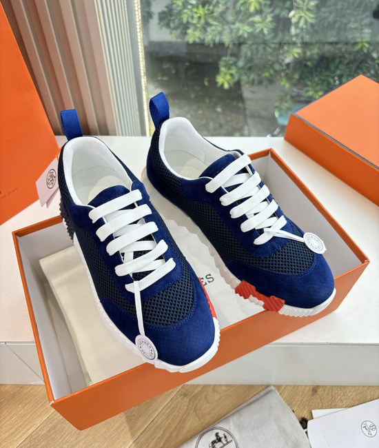 Hermes Breathable Leather Mesh Upper Comfortable Casual Sneakers Durable