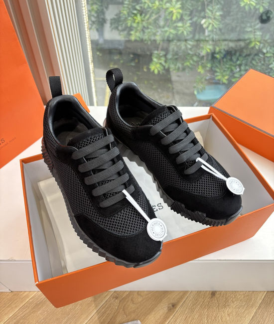 Hermes Breathable Leather Mesh Upper Comfortable Casual Sneakers Durable