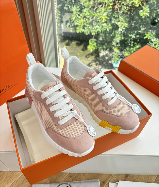 Hermes Breathable Leather Mesh Upper Comfortable Casual Sneakers Durable