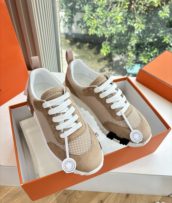 Hermes Breathable Leather Mesh Upper Comfortable Casual Sneakers Durable