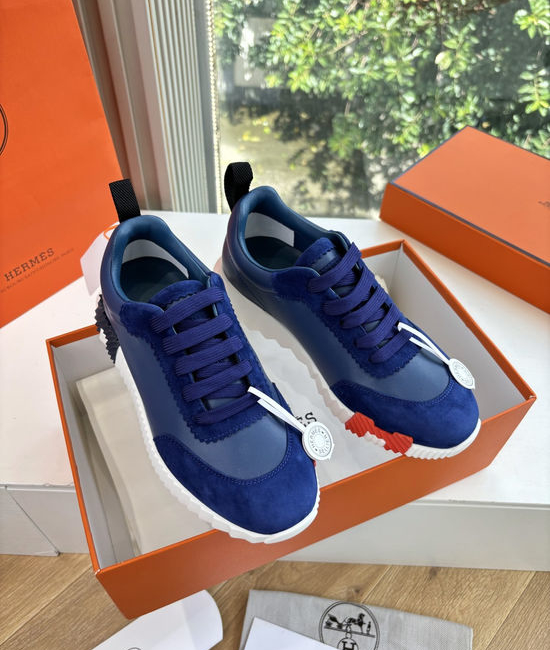 Hermes Premium Leather Comfortable Versatile Casual Sneakers Fashionable