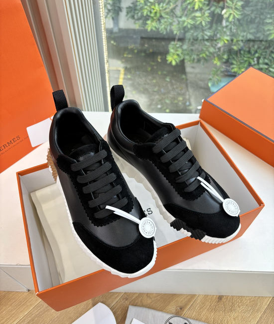 Hermes Premium Leather Comfortable Versatile Casual Sneakers Fashionable