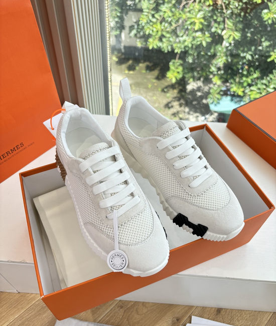 Hermes Breathable Leather Mesh Upper Comfortable Casual Sneakers Durable