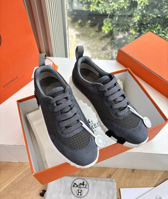 Hermes Breathable Leather Mesh Upper Comfortable Casual Sneakers Durable