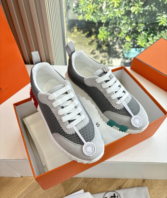 Hermes Breathable Leather Mesh Upper Comfortable Casual Sneakers Durable